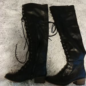 Knee high lace up boots